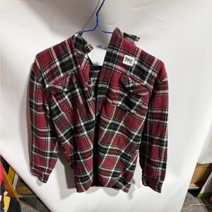 #3492-Micros Red and Black Plaid Shirt Jacket